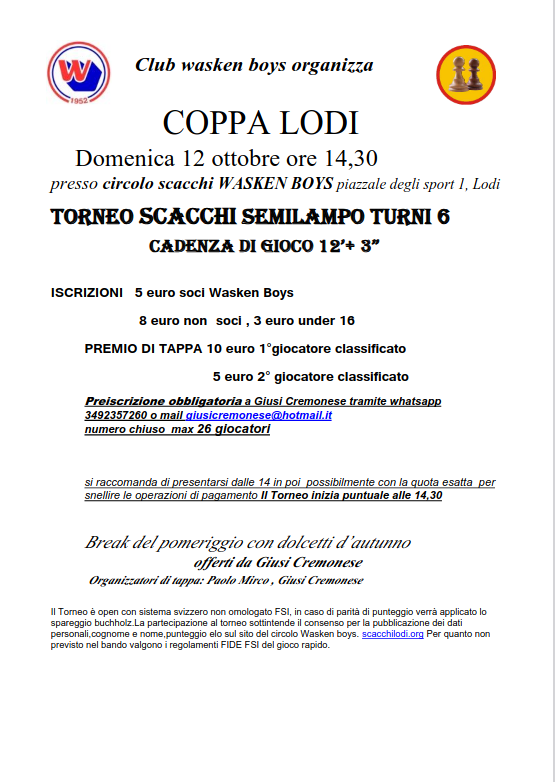Bando Coppa Lodi Ottobre 2025