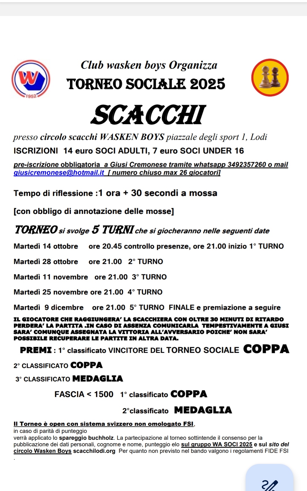BANDO TORNEO SOCIALE 2025